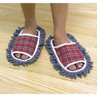 Jobar Leegoal Plaid Dusting Microfiber Cleaning Slippers,Red