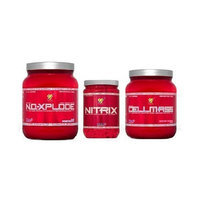 Mass Stack-BSN Maximum Strength Core Series, No-Xplode Fruit Punch, Cellmass Arctic Berry, Nitrix 180 Tablets, Orange No-Xplode