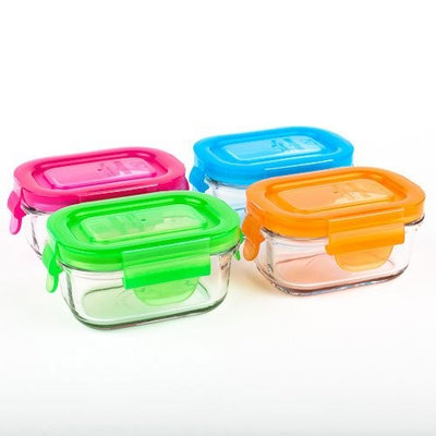 Wean Green 2-Pack Wean Tubs Glass Food Containers, Raspberry