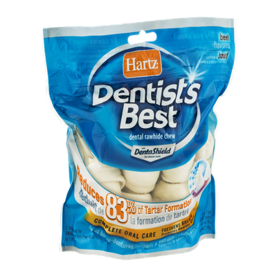 Hartz Dentists Best Dental Rawhide Chew Mini Bones for Small Dogs Beef Flavored