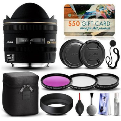 47th Street Photo Sigma 10mm F2.8 EX DC HSM Fisheye Lens for Pentax (477109) with Beginner Accessories Package includes 3 Piece Filter Set (UV-CPL-FLD) + Deluxe Cleaning Kit + Air Dust Blower + Cap Keeper + $50 Prints Gift Card