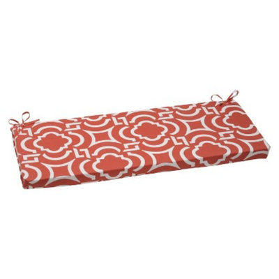 Pillow Perfect Outdoor Wicker Bench Set - Orange/White Carmody