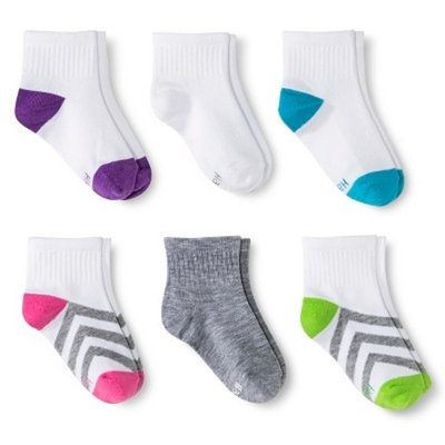 Hanes Premium Girls' Athletic Ankle Sock 6 Pack