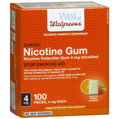 Walgreens Coated Nicotine Gum 4 mg, Fruit, 100 ea