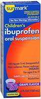 Sunmark Childrens Ibuprofen Oral Suspension, 100 mg, Grape 4 oz by Sunmark
