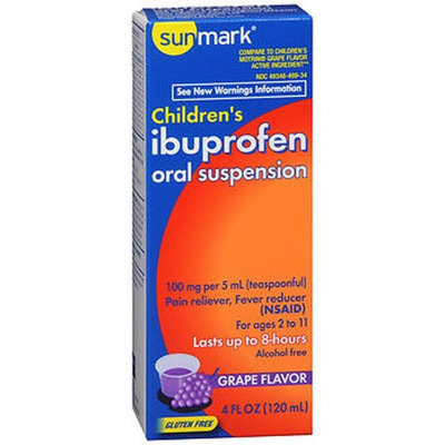 Sunmark Childrens Ibuprofen Oral Suspension, 100 mg, Grape 4 oz by Sunmark