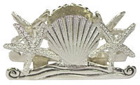Basic Spirit Pewter Starfish Scallop Seashell Napkin Envelope Holder