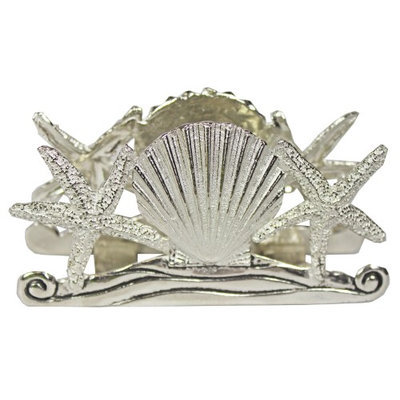 Basic Spirit Pewter Starfish Scallop Seashell Napkin Envelope Holder