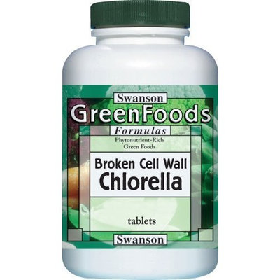 Swanson Greenfoods Formulas Broken Cell Wall Chlorella 500 mg 360 Tabs Each Bottle 3 Pack 1080 Tabs (6 Months Supply)