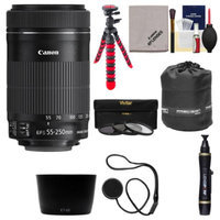 Canon EF-S 55-250mm f/4.0-5.6 IS II Zoom Lens with Case + Flex Tripod + 3 UV/CPL/ND8 Filters + Hood Kit