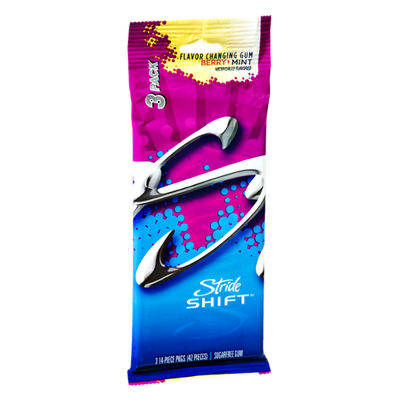 Stride Shift Berry Mint Sugar Free Flavor Changing Gum- 3 PK