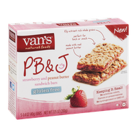 Van's Natural Foods PB&J Strawberry and Peanut Butter Sandwich Bars - 5 CT