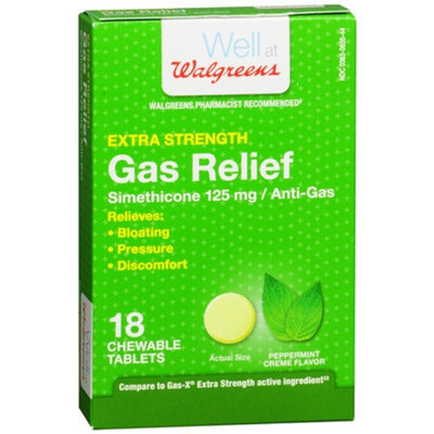 Walgreens Extra Strength Gas Relief, Peppermint Creme, 18 ea