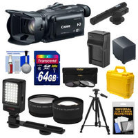 Canon Vixia HF G30 Flash Memory Wi-Fi 1080p HD Digital Video Camcorder with 64GB Card + Battery & Charger + Case + LED Video Light + Microphone + 3 Filters + Tripod + Tele/Wide Lenses Kit