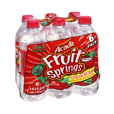 Acadia Fruit Springs Strawberry Naturally Flavored Spring Water Beverage - 6 PK