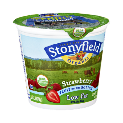 Stonyfield Organic Strawberry Fruit On The Bottom Low Fat Yogurt