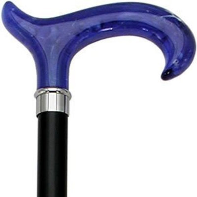 Harvy Unisex Cane High Gloss Black/Blue Stripe,Blue Handle -Affordable Gift! Item #DHAR-9765900