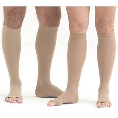 Mediven Plus, Knee-High, Extra Wide With Top Band, Petite, 30-40mmHg, Open Toe, Compression Stocking, Beige, VII