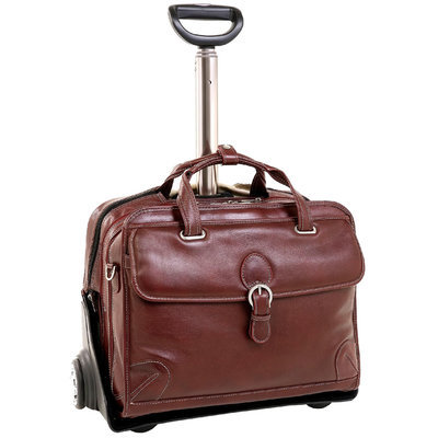 Siamod Carugetto Detachable-Wheeled Leather Laptop Case - Cognac