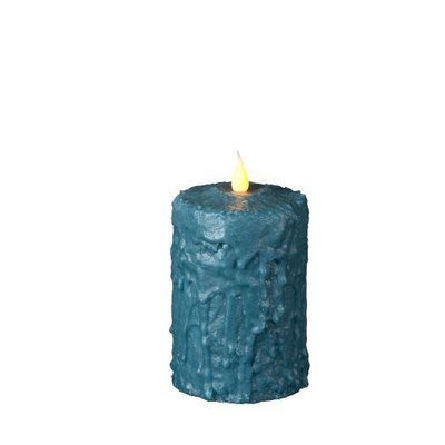 Delighted Home MC-W5AQ Hand-Waxed Battery-Operated 5 in. Aqua MC Pillar Candle