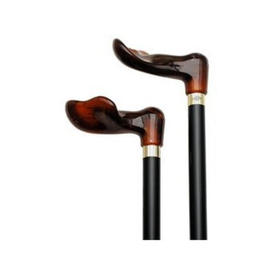 Harvy Unisex Palm Grip Cane Black Shaft, Amber Acrylic Handle -Affordable Gift! Item #DHAR-9786900
