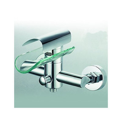 Arctic Contemporary Brass Tub Faucet with Glass Spout (Wall Mount)