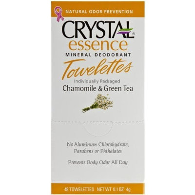 Crystal Essence Deodorant Towelettes Drop Box, Chamomile and Green Tea, 0.1 ounces