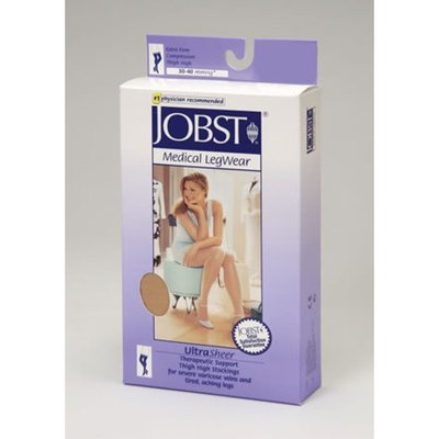 Jobst Women's Ultrasheer 30-40 mmHg Thigh High Extra Firm Support Sock with Lace Silicone Top Band Size: X-Large, Color: Honey