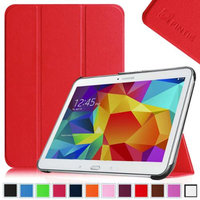 Fintie Smart Shell Case Ultra Slim Lightweight Stand Cover for Samsung Galaxy Tab 4 10.1 Tablet, Red