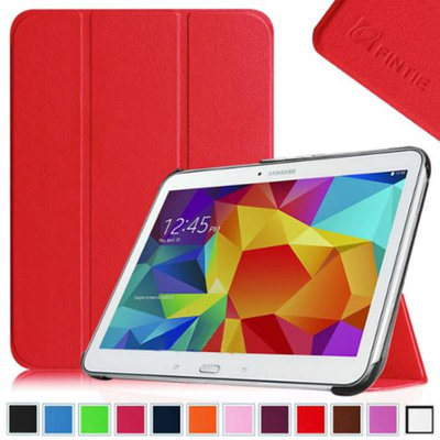 Fintie Smart Shell Case Ultra Slim Lightweight Stand Cover for Samsung Galaxy Tab 4 10.1 Tablet, Red