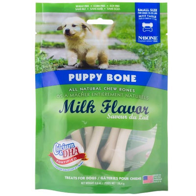 N-Bone Puppy Bone All Natural Chew Bones - Milk Flavor: Small - 5 Pac