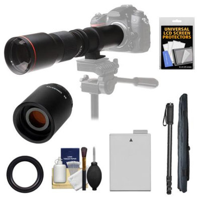 Vivitar 500mm f/8.0 Telephoto Lens with 2x Teleconverter (=1000mm) + LP-E8 Battery + Monopod + Accessory Kit for Canon EOS Rebel for Rebel T3i, T4i, T5i Digital SLR Cameras
