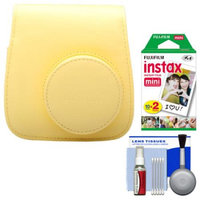 Fujifilm Groovy Camera Case for Instax Mini 8 (Yellow) with 20 Twin Prints + Cleaning Kit