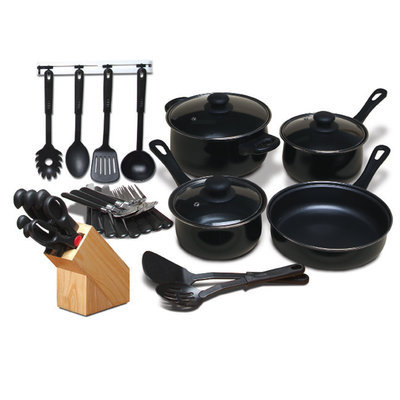 Gibson Overseas Incorporated Gibson Chef Du Jour Black Cookware Combo Set