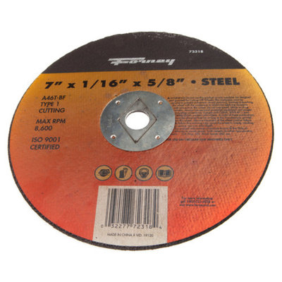 Forney 72318 Cut-Off Wheel Type 27 Metal with 5/8-Inch Arbor A46T-BF 7-Inch-by-1/16-Inch