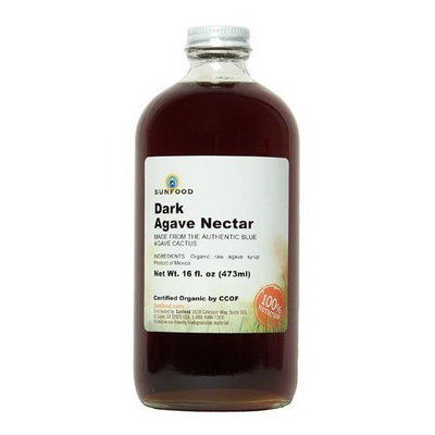 Sunfood Dark Premium Agave Nectar (Organic, Raw), 16-Ounce Glass Bottle
