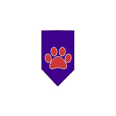 Ahi Red Swiss Dot Paw Screen Print Bandana Purple Small
