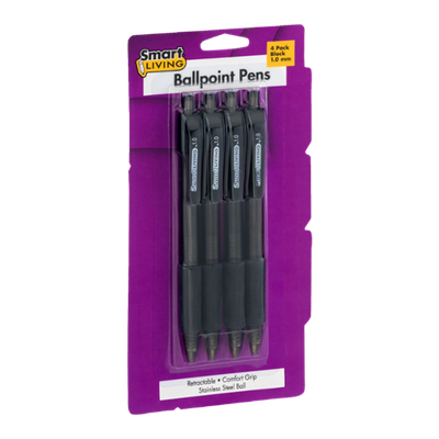 Smart Living Ballpoint Pens Black - 4 CT