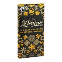 Divine Chocolate 70% Dark Chocolate with Ginger & Orange