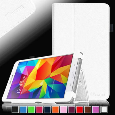 Fintie Folio Premium Vegan Leather Case Cover for Samsung Tab 4 7.0 7-Inch Tablet, White
