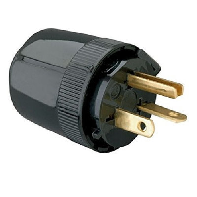 Legrand P & S 5864-BK Straight Blade Medium Duty Plug, 20A 250V 2P 3-WIRE, 6-20P, Black