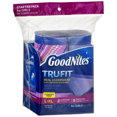 Goodnites Tru-Fit Real Underwear Starter Pack, L/XL, Girls, 7 ea