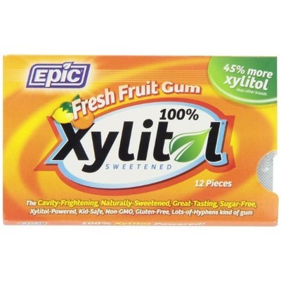 Epic Dental 100% Xylitol Sweetened Gum, Fresh Fruit, 12 Count (Pack of 12)