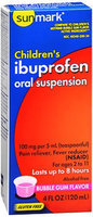 Sunmark Childrens Ibuprofen Oral Suspension, 100 mg, Bubble Gum Flavor 4 oz by Sunmark