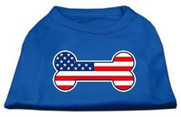 Ahi Bone Shaped American Flag Screen Print Shirts Blue XS (8)