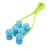 Handheld Y Shaped Sky Blue Floral 12 Roller Face Up Roller Massager