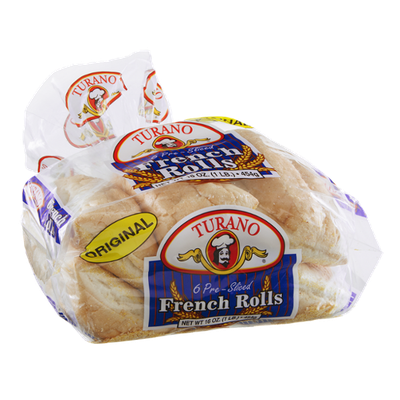 Turano French Rolls Pre-Sliced - 6 CT