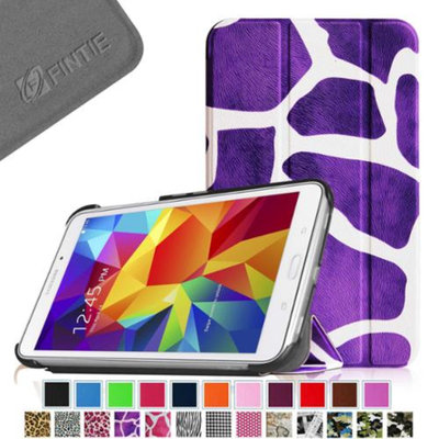 Fintie Smart Shell Case Ultra Slim Lightweight Stand Cover for Samsung Galaxy Tab 4 7.0 Tablet, Giraffe Purple