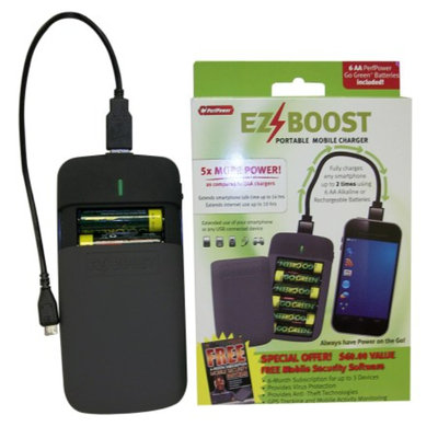 Perfpower Go Green EZBoost Smart Phone Mobile Charger with 6 AA Batteries