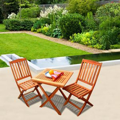 VIFAH Glaser Folding Bistro Set 1 V03 Bistro Table 1 V04 Bistro Chairs, 1 ea